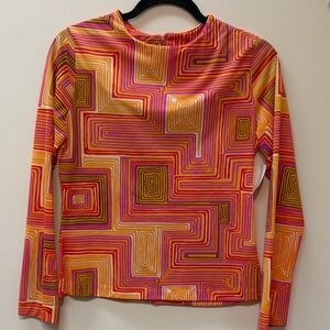 Vintage Colorful Geometric Long Sleeve Women's Top